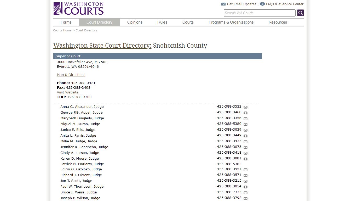 Washington State Courts - Court Directory